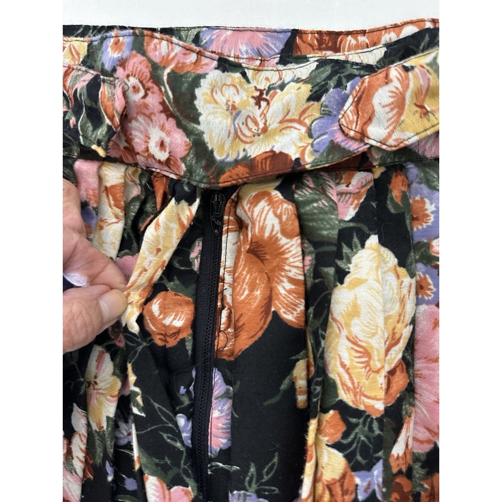 Vtg Sz‎ 5/6 Floral Midi Skirt Pleated Prarie Cottagecore Fairy Flowy 23 X 32 - Picture 5 of 7